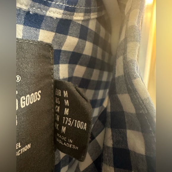 H&M LOGG Medium Fitted Shirt Blue White Plaid Button Down 100% Cotton Casual - Picture 6 of 6